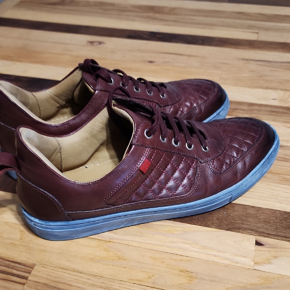 Marc Joseph Blue and Brown Sneakers with Perforated Design